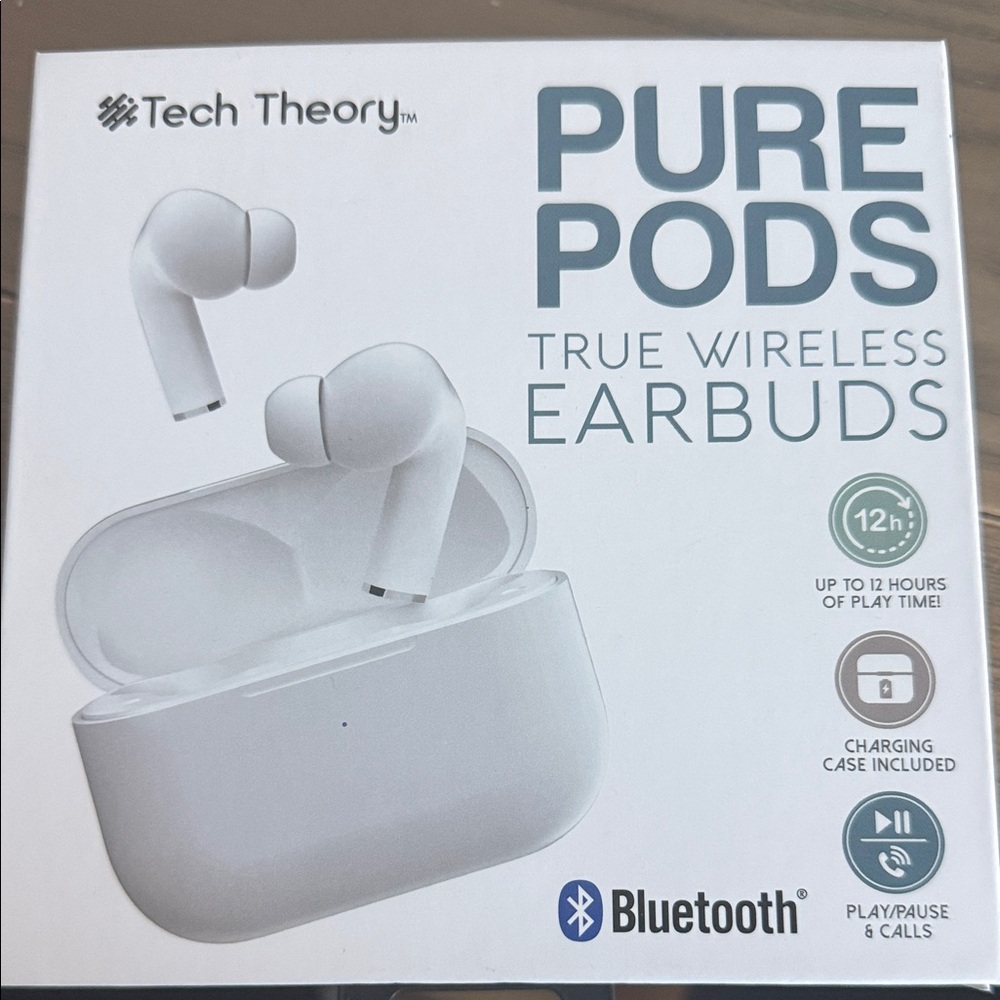 Theory Pure Pods True Wireless Earbuds in White